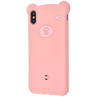 Чохол для iPhone Xs Max Baseus Bear silicone рожевий