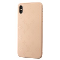 Чохол для iPhone Xs Max glass LV персиковий