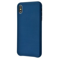 Чохол для iPhone Xs Max Leather Case (Leather) темно-синій