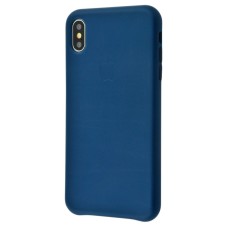 Чохол для iPhone Xs Max Leather Case (Leather) темно-синій
