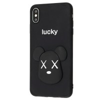 3D чохол для iPhone Xs Max "ведмедик Lucky" чорний