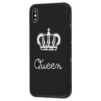 Чохол для iPhone Xs Max HQ glass "корольова" чорний