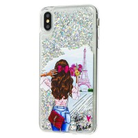 Чохол для iPhone Xs Max блискітки вода "girl in paris"