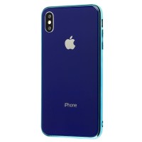 Чохол для iPhone Xs Max силікон-скло синій