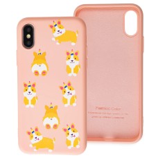 Чохол для iPhone Xs Max Liquid "собачка" персиковий