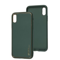 Чохол для iPhone X / Xs Leather Xshield army green