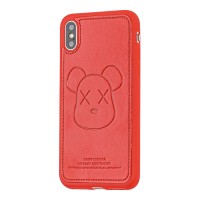 Чохол для iPhone X / Xs Kaws leather червоний