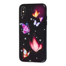 Чохол для iPhone X / Xs glass метелика