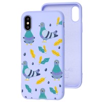 Чохол для iPhone X / Xs Wave Fancy pigeon with sunflower seeds / light purple