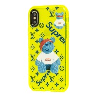 Чохол для iPhone X / Xs Neon print bear supreme