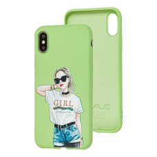 Чохол для iPhone X / Xs Wave Fancy stranger girl / mint gum