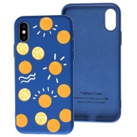 Чохол для iPhone X / Xs Liquid "апельсин" синій