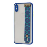 Чохол для iPhone X/Xs WristBand LV синій/зелений