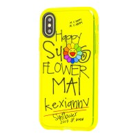 Чохол для iPhone X / Xs Neon print happy