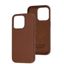 Чохол для iPhone 15 Pro WAVE Premium leather MagSafe umber