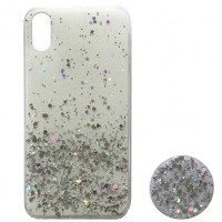 Силікон блискітки+popsoket для iPhone XS Max white