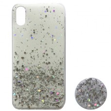 Силікон блискітки+popsoket для iPhone XS Max white