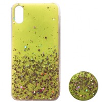 Силікон блискітки+popsoket для iPhone XS Max yellow