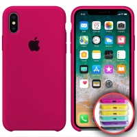 Чохол Silicone Case Full для iPhone X/XS hot pink