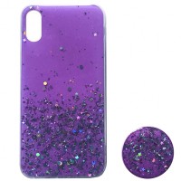 Силікон блискітки+popsoket для iPhone XS Max ight violet