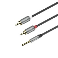 Кабель 2R-AUX(3,5) HOCO UPA10 Double Lotus RCA 1,5 m. Metal
