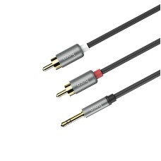Кабель 2R-AUX(3,5) HOCO UPA10 Double Lotus RCA 1,5 m. Metal
