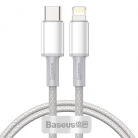PD кабель Baseus High Density Braided Fast Charging Type-C to iP PD 20W 2m White CATLGD-A02
