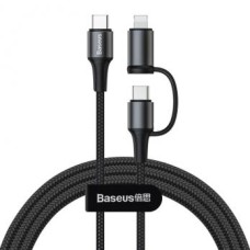 Кабель Baseus twins 2 in 1 cable Type-C to Type-C 60W (20V/3A)+iP(5V/2A) 1m Black (CATLYW-01)