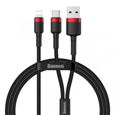 PD кабель Baseus cafule USB+Type-C 2-in-1 PD Cable 1.2m Red+Black CATKLF-EL91