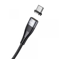PD Кабель HOCO U99 Vortex 100W magnetic Cable для Type-C до Type-C 100W/5А/2m. Black