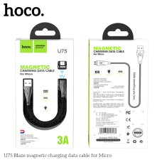 Кабель USB Hoco U75 LED магнітний Blaze microUSB 3A 1.2m чорний