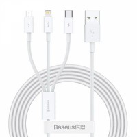 USB кабель Baseus Superior Series Fast Charging Data Cable USB M+L+C 3.5A 1.5m White CAMLTYS-02