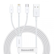 USB кабель Baseus Superior Series Fast Charging Data Cable USB M+L+C 3.5A 1.5m White CAMLTYS-02