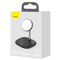 Бездротова зарядка MagSafe Baseus Swan Magnetic Desktop Bracket Wireless Charger 15W чорний (WXSW-02)