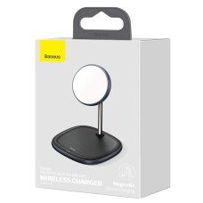 Бездротова зарядка MagSafe Baseus Swan Magnetic Desktop Bracket Wireless Charger 15W чорний (WXSW-02)