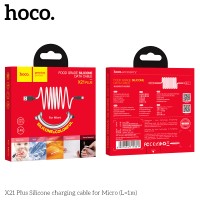 Кабель USB Hoco X21 Plus Silicone microUSB 1m чорний/білий