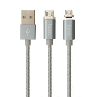 Кабель USB Hoco U40A Magnetic microUSB 1m сірий