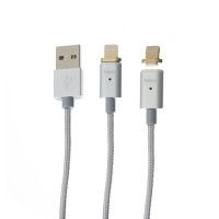 Кабель USB Hoco U16 Magnetic Lightning Cable срібло