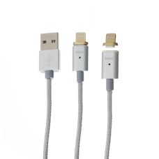 Кабель USB Hoco U16 Magnetic Lightning Cable срібло