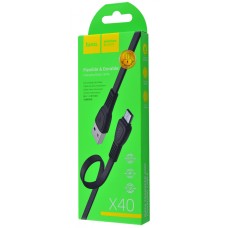 Кабель USB Hoco X40 Noah microUSB 2.4A 1m чорний