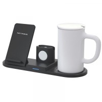 Зарядний пристрій MUG 4 IN1 + підігрів кружки MUG (2 iPhone, iWatch, AirPods) 15W Black