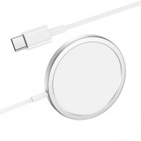 Бездротове ЗУ HOCO CW30 magnetic wireless fast charger MagSafe/15W Silver