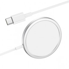Бездротове ЗУ HOCO CW30 magnetic wireless fast charger MagSafe/15W Silver