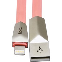 Кабель iPhone Hoco X4 Zinc Alloy Rhombic Lightning cable (1.2 m) рожевий