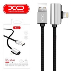 Кабель USB XO NB46 2in1 Lightning + iPhone Earphone (1.0m) сталевий