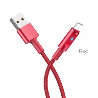 Кабель HOCO U47 Essence Core Smart Power-Off Lightning 1,2m. LED Red