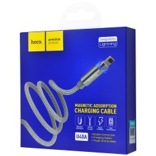 Кабель USB Hoco U40A Lightning "Magnetic" 1m сірий