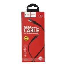 Кабель USB Hoco U39 Slender Lightning 2.4A 1.2m чорний/червоний