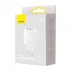 Зарядний пристрій Baseus Compact Quick Charger 30W QC+PD(Type C+2USB) White