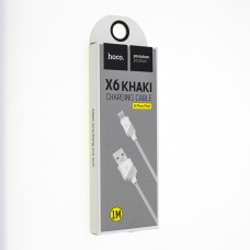 Кабель Hoco X6 Khaki Lightning Charging Cable (1 m) білий
